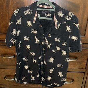Mens Black Safari Button Down